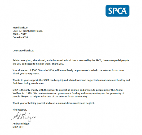 SPCA letter